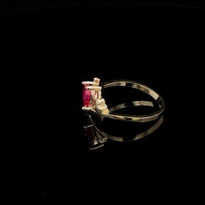 10K Real Gold Red CZ Heart Ring