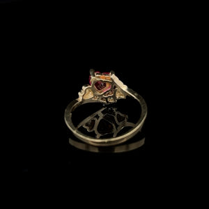 10K Real Gold Red CZ Heart Ring