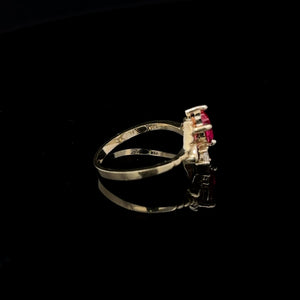 10K Real Gold Red CZ Heart Ring