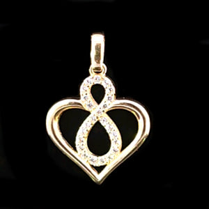 10K Real Gold Infinity Heart Pendant/ Charm With Box Chain