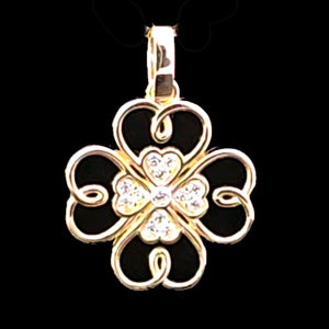 10K Real Gold Flower Heart Pendant/Charm With Box Chain