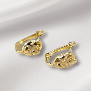 10k Real Gold Heart Design Small Earrings With French Clip