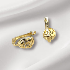 10k Real Gold Heart Design Small Earrings With French Clip