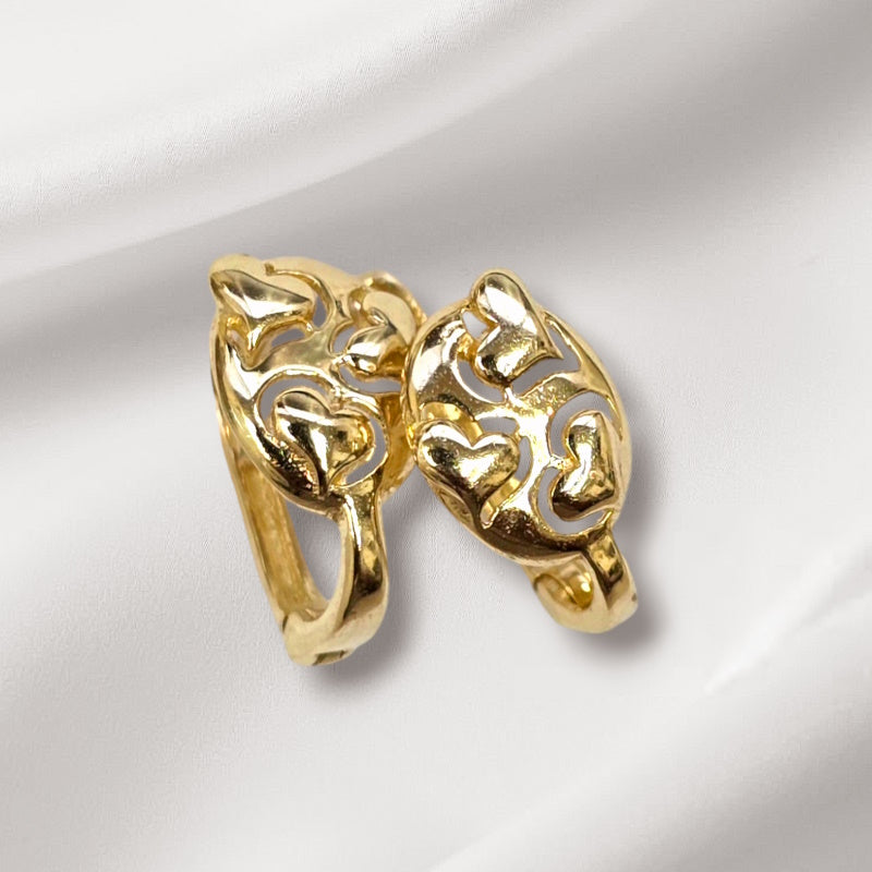 10k Real Gold Heart Design Small Earrings With French Clip