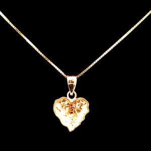 10K Real Gold Heart Nugget Charm/ Pendant With Box Chain