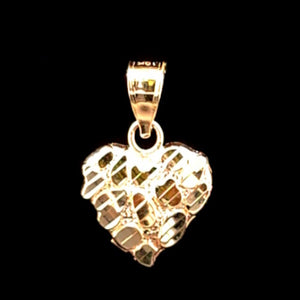 10K Real Gold Heart Nugget Charm/ Pendant With Box Chain