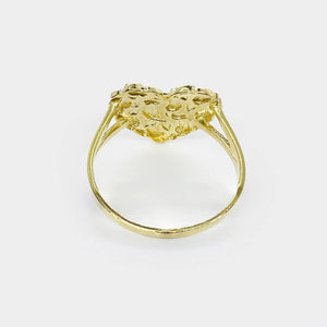 10K Real Gold Nugget Heart Ring