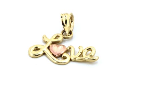 10K Real Gold Tri Color Love Charm with Heart with Box Chain