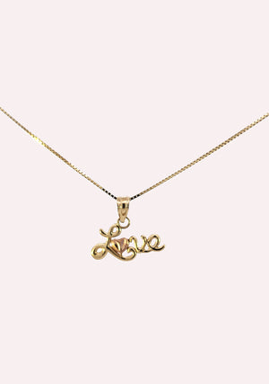 10K Real Gold Tri Color Love Charm with Heart with Box Chain