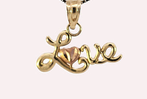 10K Real Gold Tri Color Love Charm with Heart with Box Chain