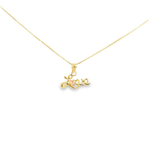 10K Real Gold Tri Color Love Charm with Heart with Box Chain