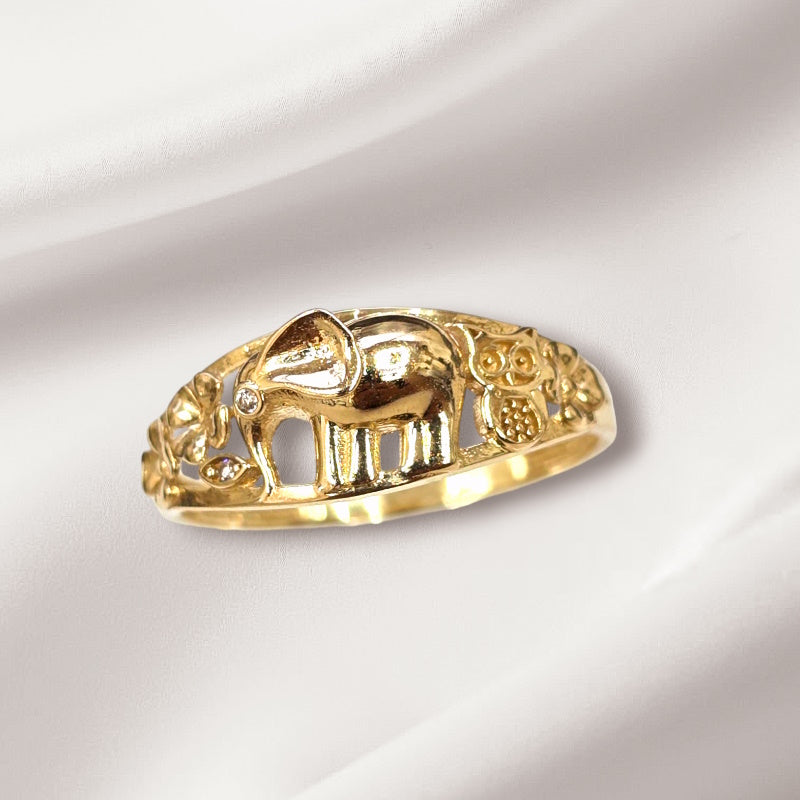 10K Real Gold Fancy Elephant Ring (Size 8)