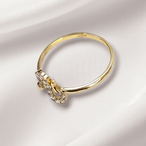 10K Real Gold CZ Studded Snake Ring (Size 7)