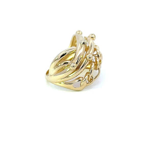 10K Real Gold Round Link Style Hollow Ring (Size 7)