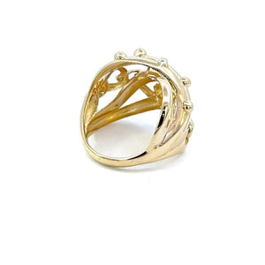 10K Real Gold Round Link Style Hollow Ring (Size 7)