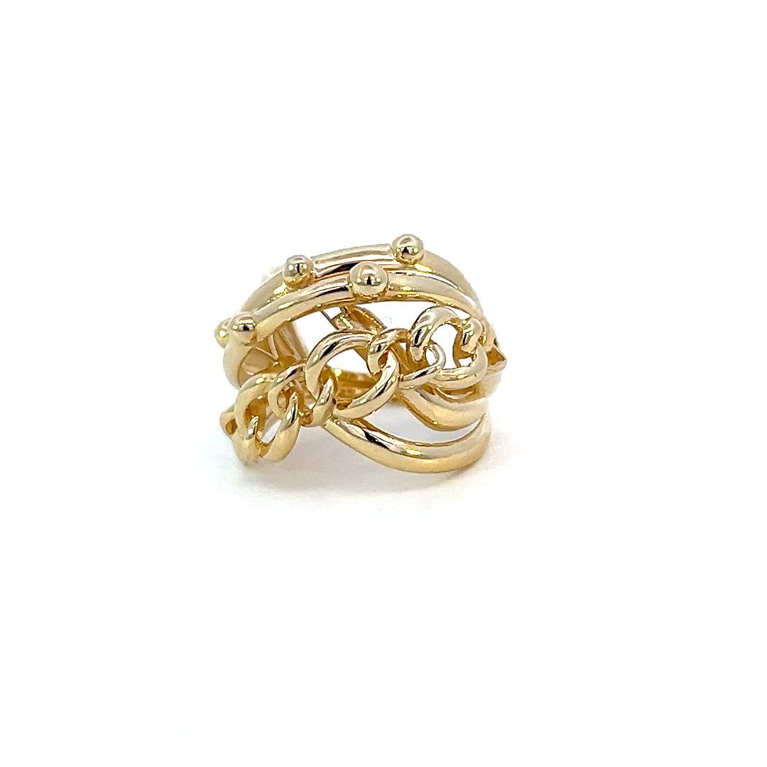 10K Real Gold Round Link Style Hollow Ring (Size 7)