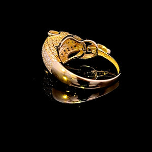 10K Real Gold Panther Ring With Green CZ Eyes (Size 7.5)