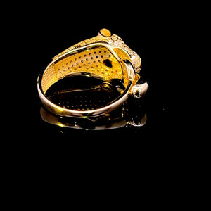 10K Real Gold Panther Ring With Green CZ Eyes (Size 7.5)