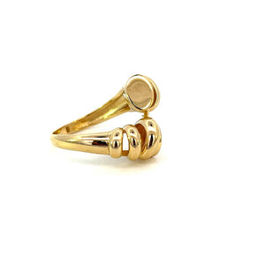 10K Real Gold Round Swirl Link Style Hollow Ring (Size 7.5)