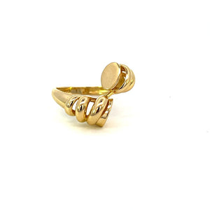 10K Real Gold Round Swirl Link Style Hollow Ring (Size 7.5)