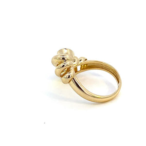 10K Real Gold Round Swirl Link Style Hollow Ring (Size 7.5)