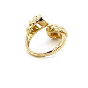 10K Real Gold Round Swirl Link Style Hollow Ring (Size 7.5)