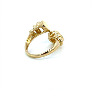 10K Real Gold Round Swirl Link Style Hollow Ring (Size 7.5)