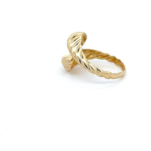 10K Real Gold Teardrop Style Hollow Ring (Size 7.5)