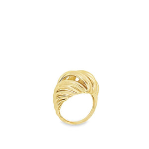 10K Real Gold Swirl Dome Style Hollow Ring (Size 8)