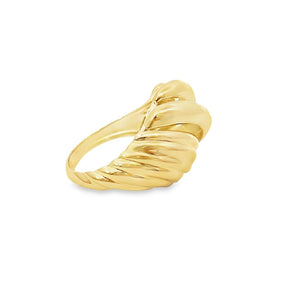 10K Real Gold Swirl Dome Style Hollow Ring (Size 8)