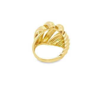 10K Real Gold Swirl Dome Style Hollow Ring (Size 8)