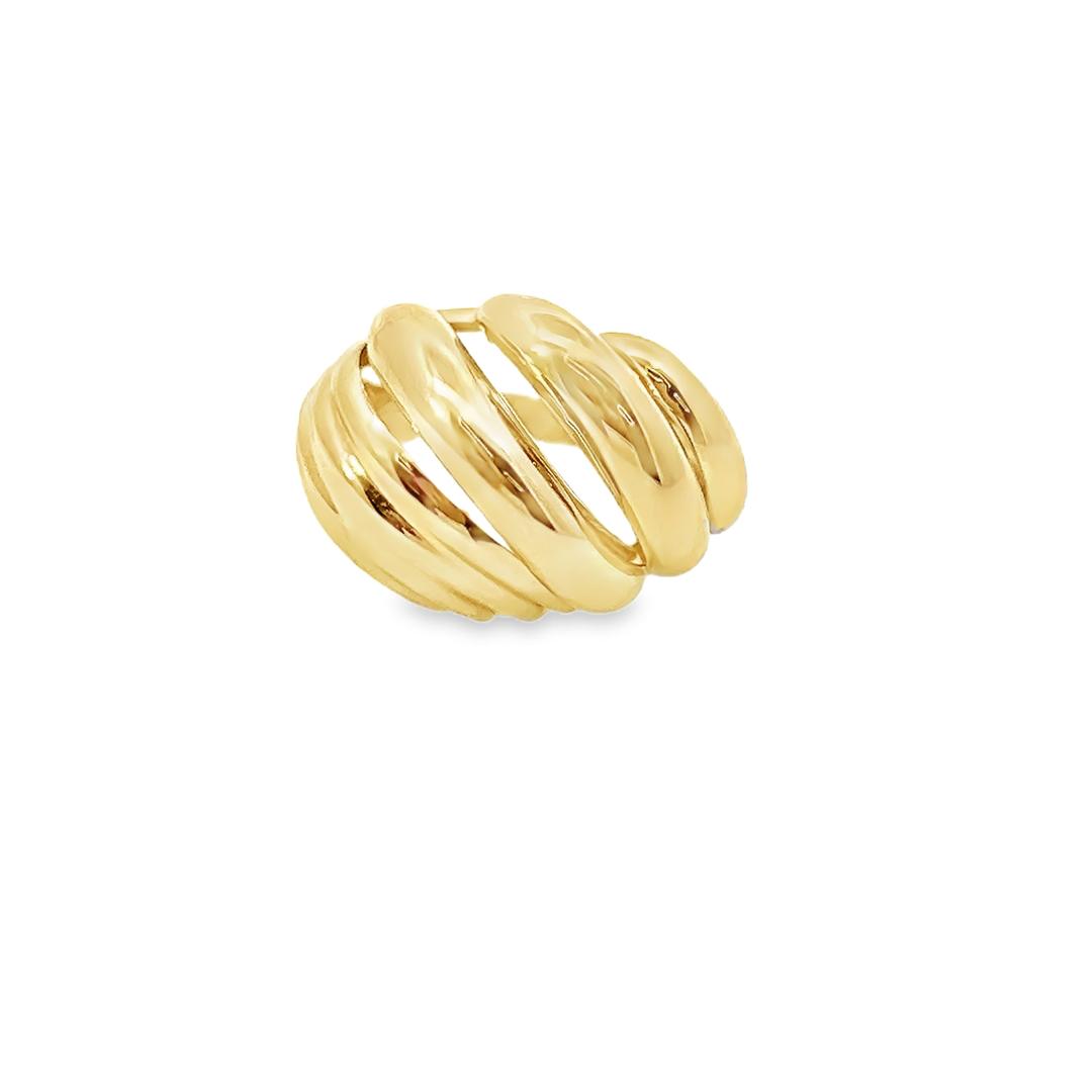 10K Real Gold Swirl Dome Style Hollow Ring (Size 8)