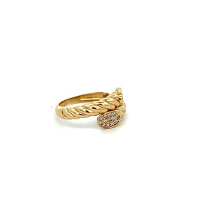 10K Real Gold Twisted Style CZ Ring (Size 7)