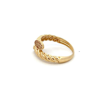 10K Real Gold Twisted Style CZ Ring (Size 7)