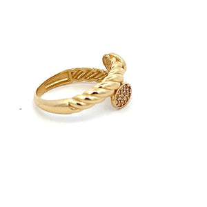 10K Real Gold Twisted Style CZ Ring (Size 7)