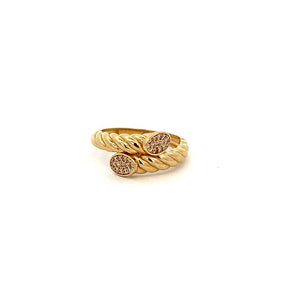 10K Real Gold Twisted Style CZ Ring (Size 7)