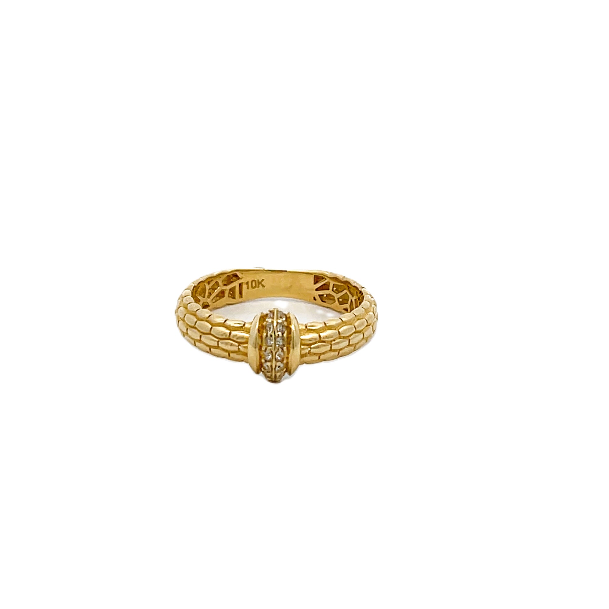 10K Real Gold CZ Love Nest Ring (Size 7)