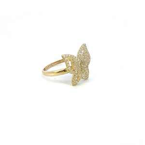 10K Real Gold CZ Butterfly Ring (Size 7)