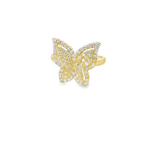 10K Real Gold CZ Butterfly Ring (Size 7)