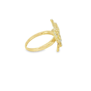 10K Real Gold CZ Butterfly Ring (Size 7)