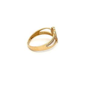 10K Real Gold CZ Double Heart Ring (Size 8)