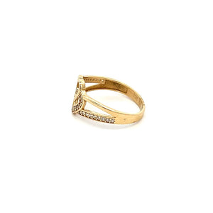 10K Real Gold CZ Double Heart Ring (Size 8)