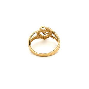 10K Real Gold CZ Double Heart Ring (Size 8)