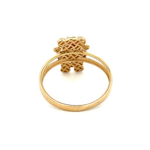 10K Real Gold CZ Teddy Bear With Red Heart Ring (Size 7)