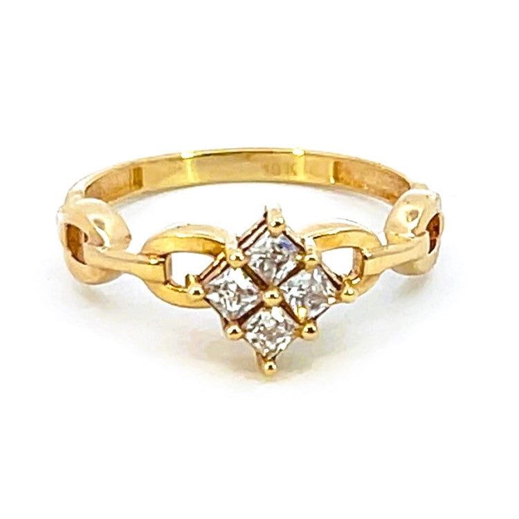 10K Real Gold Link Style CZ Ring (Size 8.5)