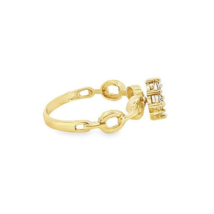 10K Real Gold Link Style CZ Ring (Size 8.5)