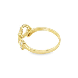 10K Real Gold Three Heart Ring (Size 8.5)