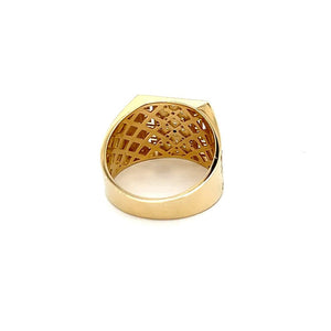 10K Real Gold Front CZ Greek Key Men's Ring (Size 10)