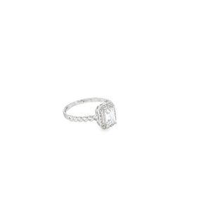 White Gold Emerald Cut Ring (Size 7)