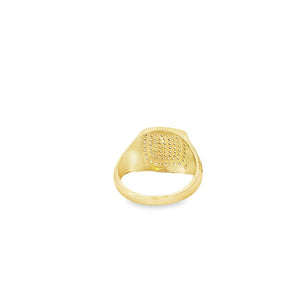 10K Real Gold Square Design CZ Greek Key Men's ring (Size 9.5)